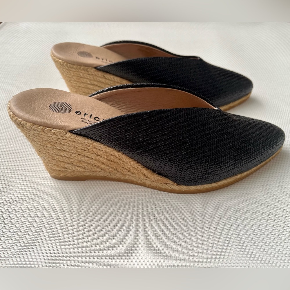 Eric Michael black woven slip on mule